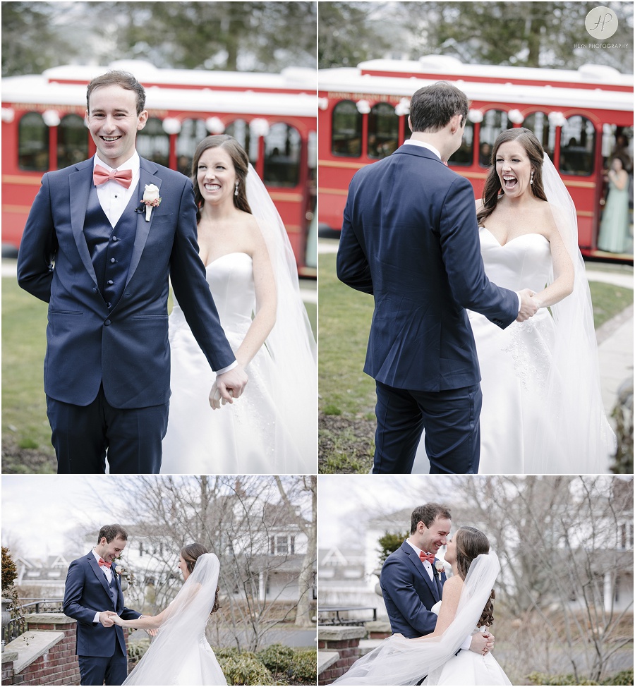 first look in park in spring lake new jersey wedding 