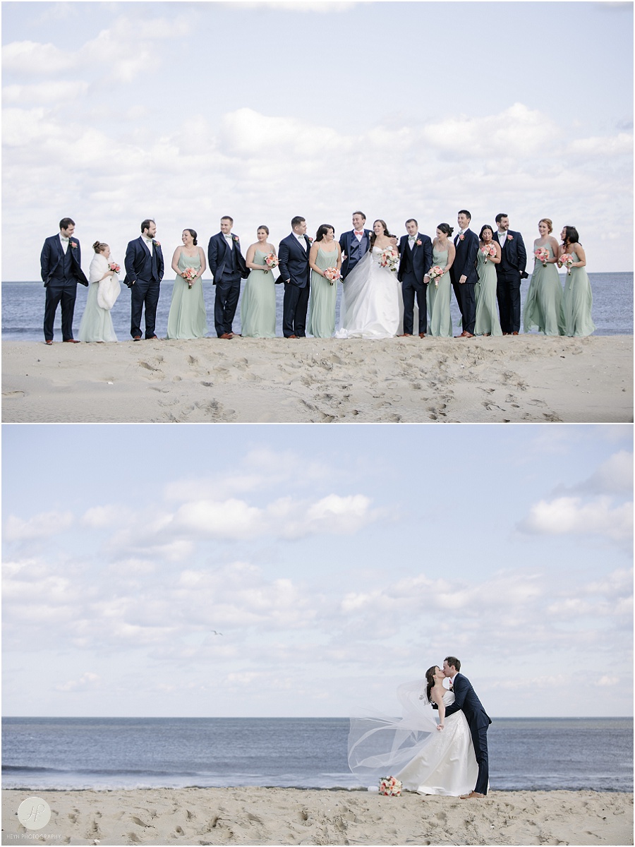 bridal party on spring lake beach wedding 