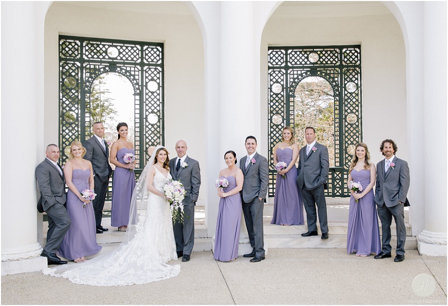 bridal party outside Monmouth University Library wedding 