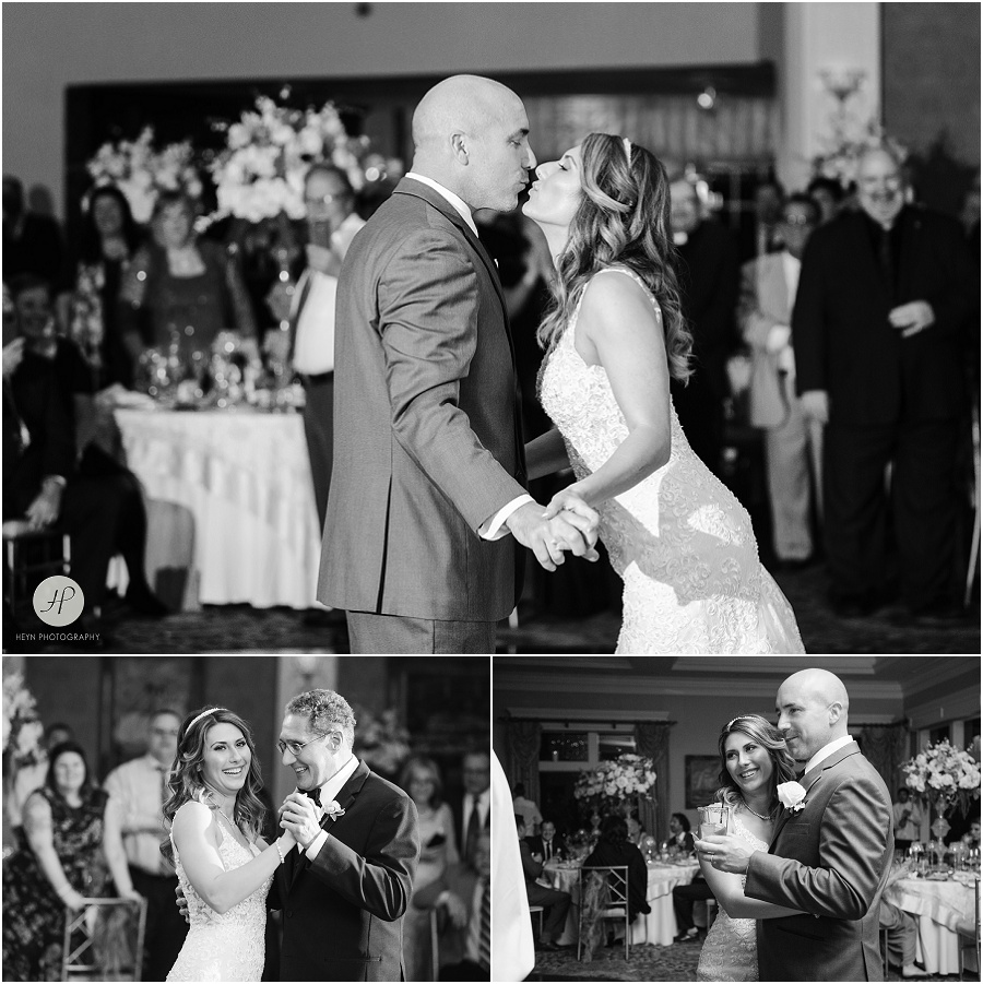 black and white wedding reception at clarks landing yacht club in point pleasant nj