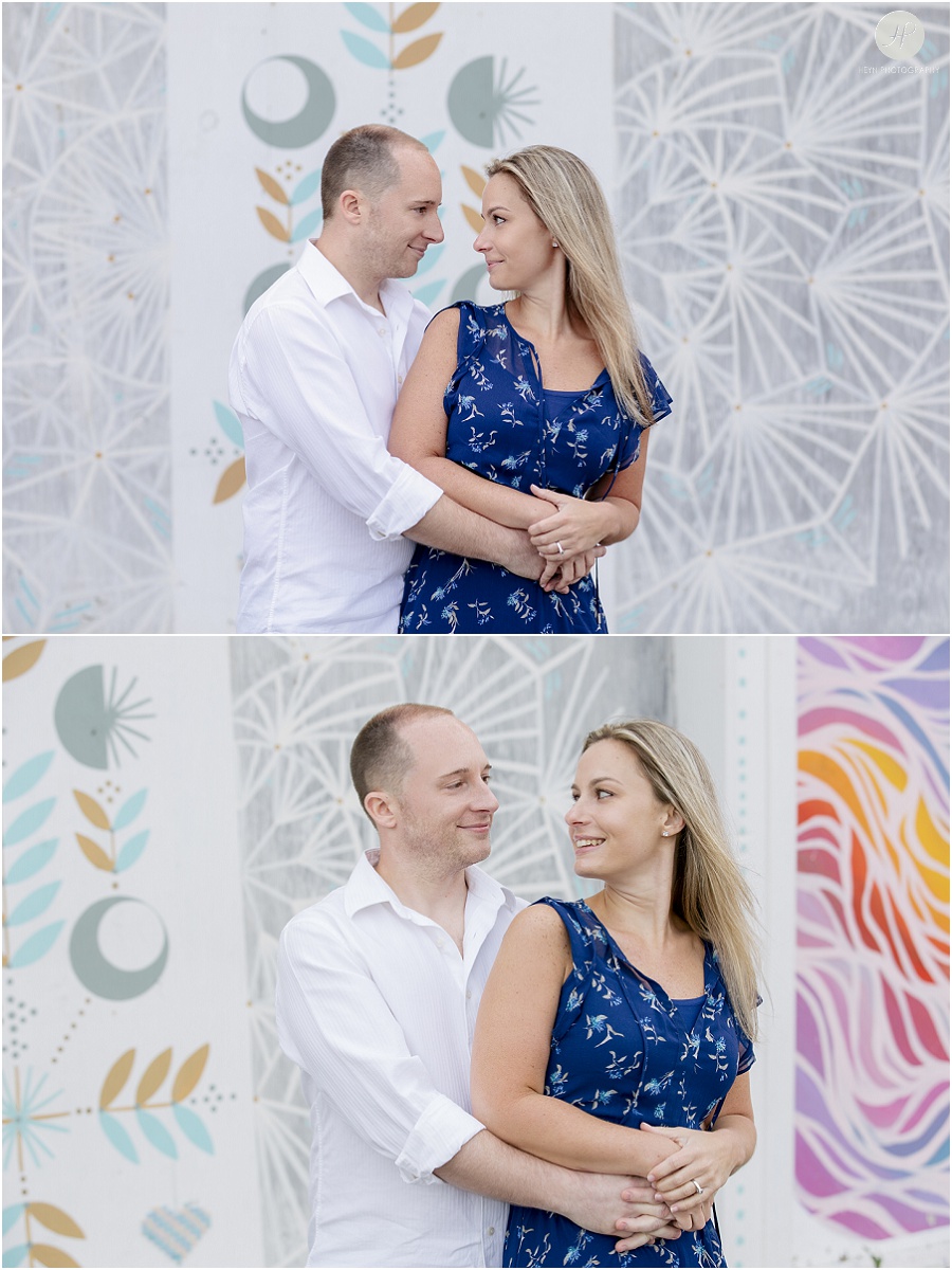 couple by art in Asbury Park engagement session jersey shore 