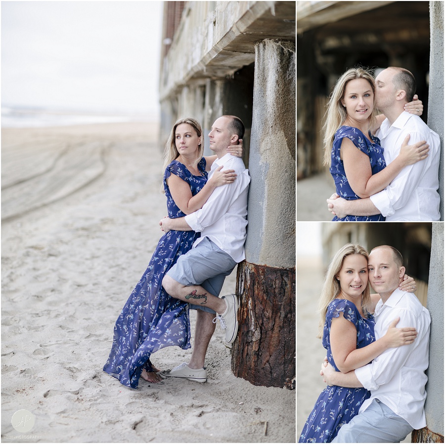  couple on beach in Asbury Park engagement session jersey shore 