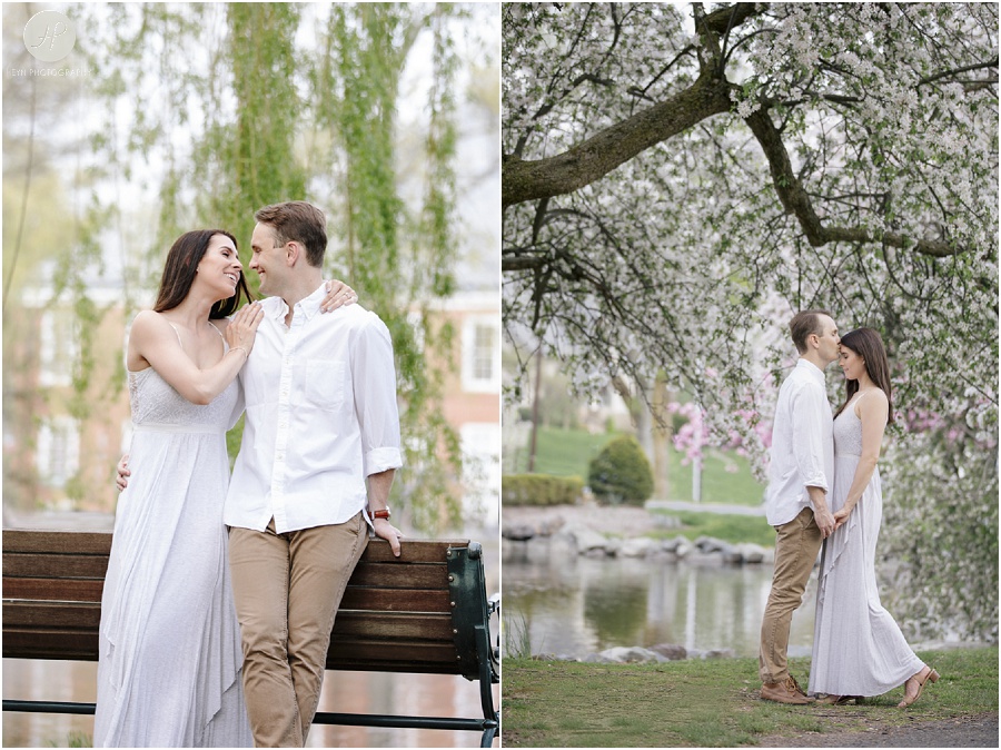 couple in park in downtown westfield engagement session new jersey