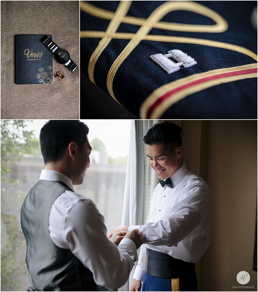 military groom details for backyard wedding in new jersey 