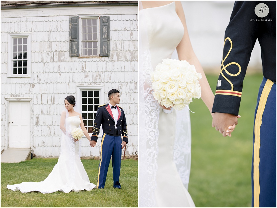 bride and groom in front of the craig house wedding in new jersey 