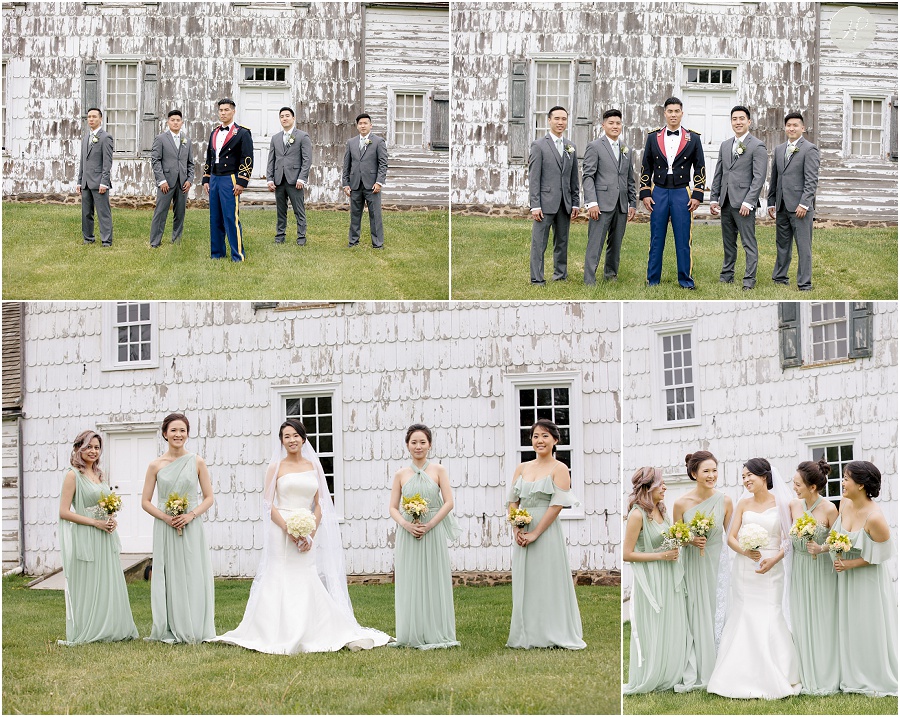 bridal party in front of the craig house wedding in new jersey 