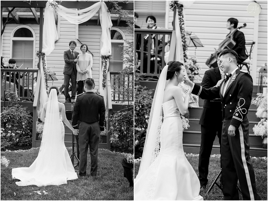 bride and groom at backyard wedding in new jersey 