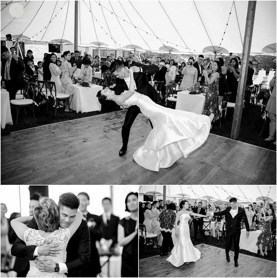 bride and groom first dance at backyard wedding in new jersey 