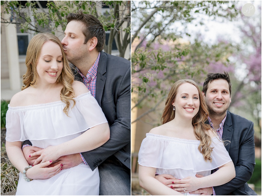 couple in garden at seton hall university engagement session