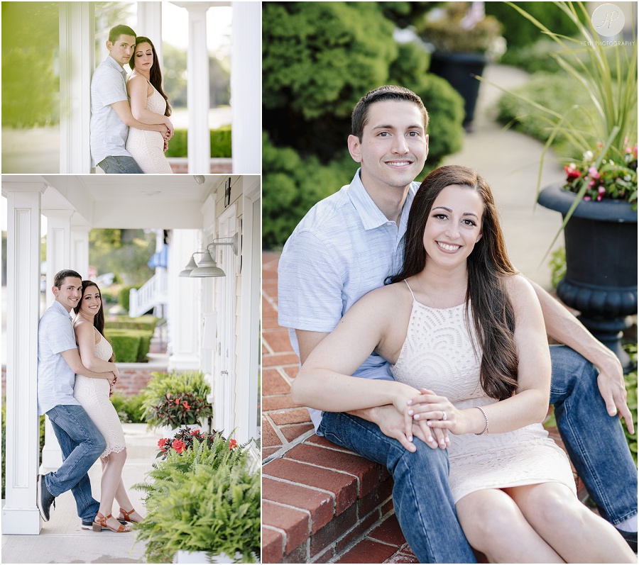 engaged couple downtown in spring lake engagement session