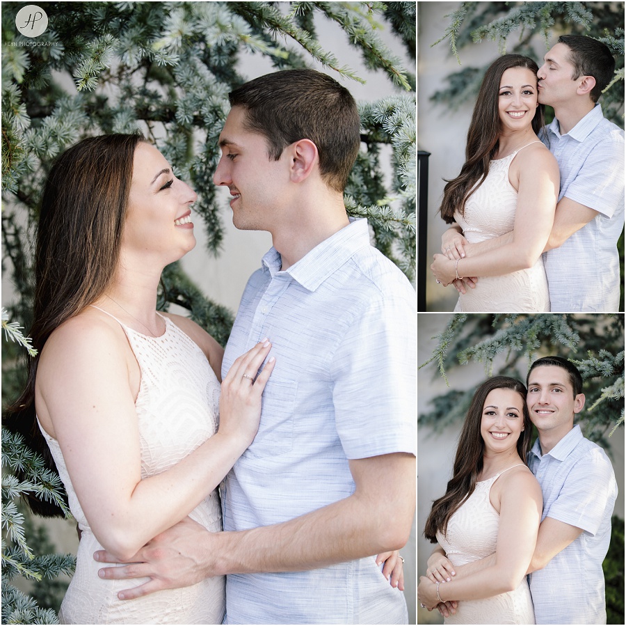engaged couple downtown in spring lake engagement session