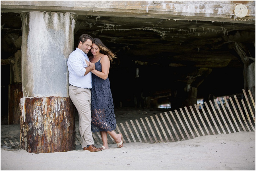 couple on beach at asbury park engagement session 