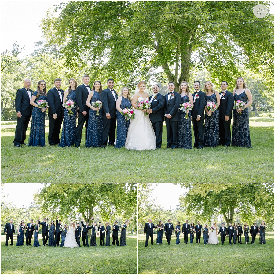 bridal party in spring lake park at clarks landing yacht club