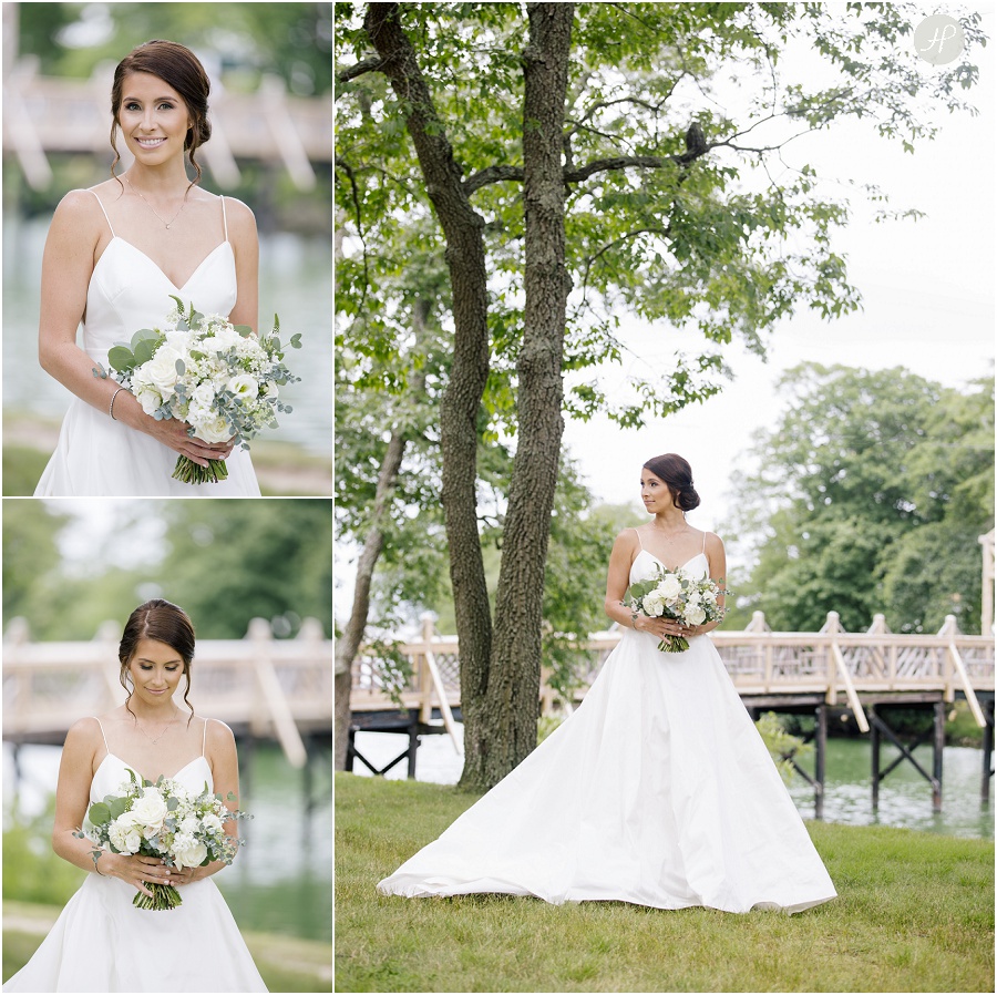bridal portraits in spring lake park at clarks landing yacht club wedding 