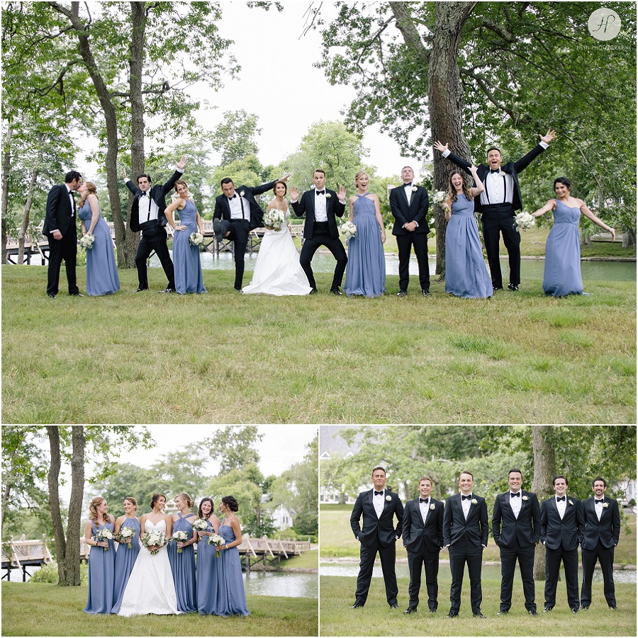 bridal party portraits in spring lake park at clarks landing yacht club wedding 