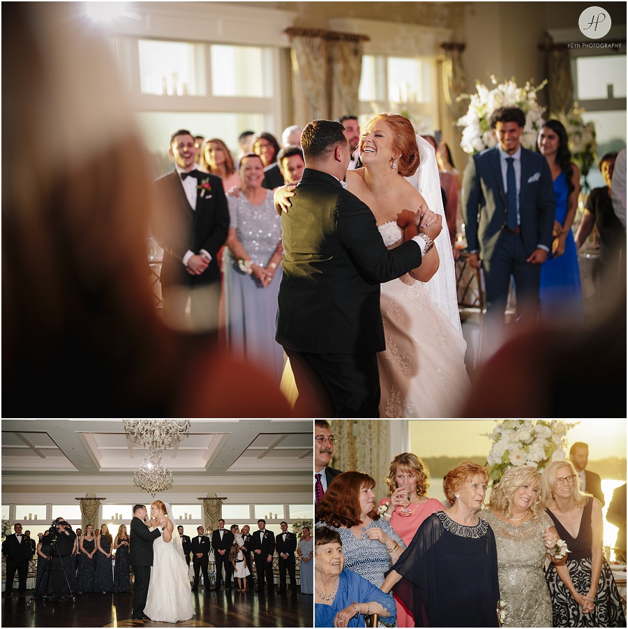 bride and groom first dance at clarks landing yacht club wedding