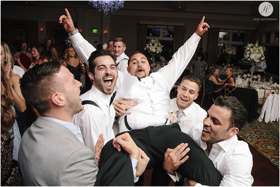 groom dancing at clarks landing yacht club wedding