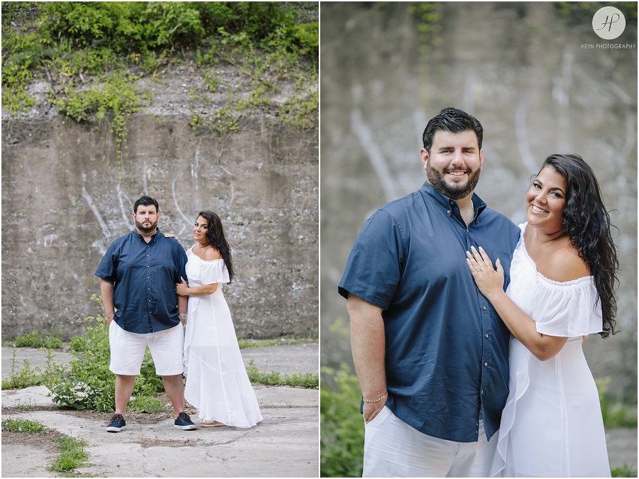 couple in armory at sandy hook engagement session