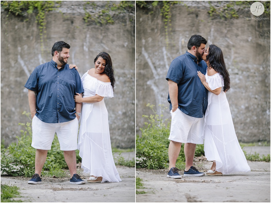 couple in armory at sandy hook engagement session