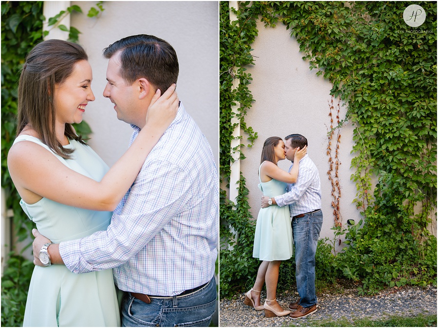 couple downtown at spring lake engagement session