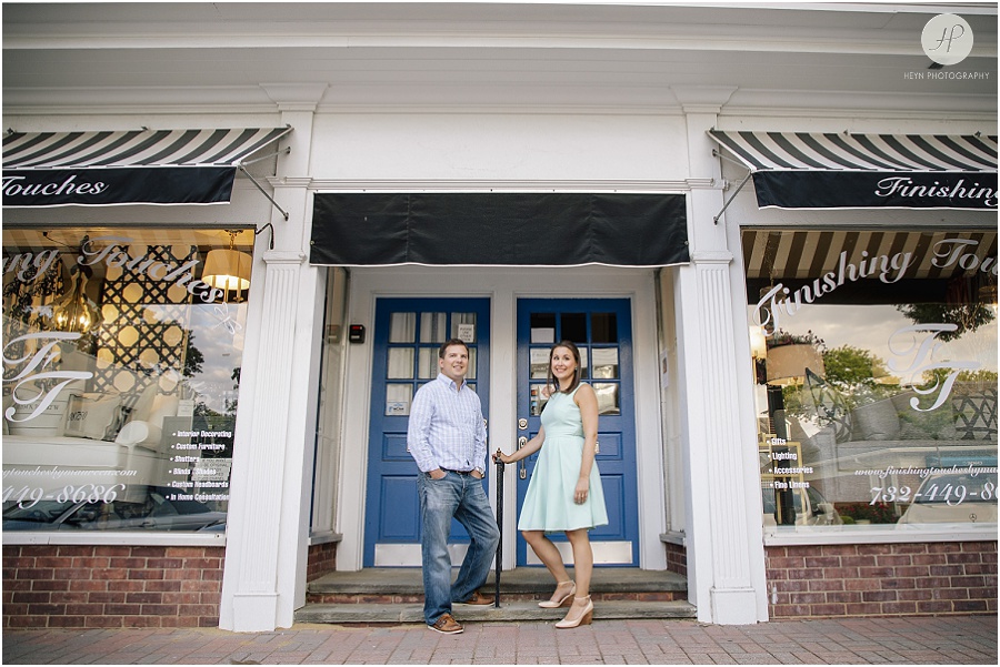 couple at downtown spring lake engagement session