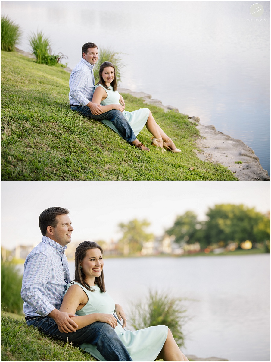 couple in park at spring lake engagement session