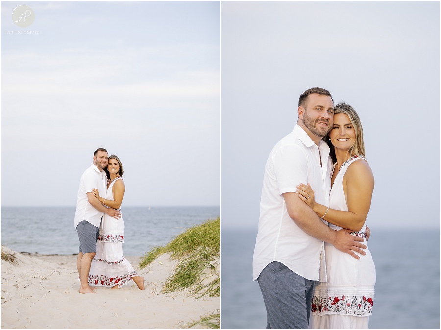 couple on long beach island engagement session