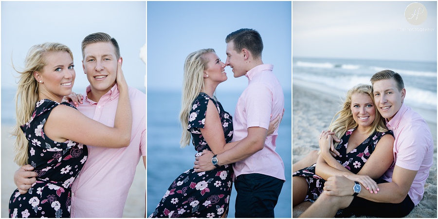 couple on beach at manasquan engagement session