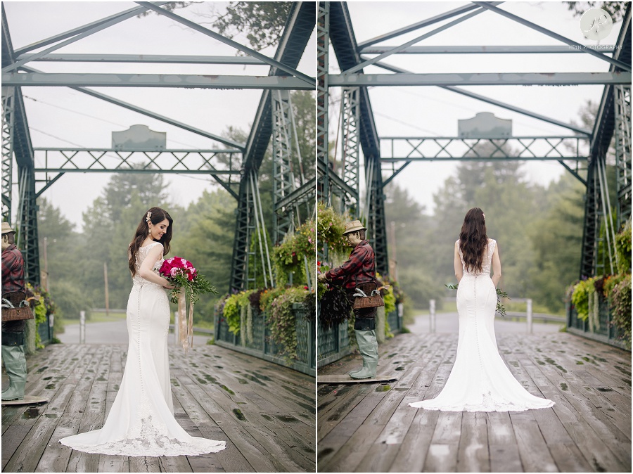 bridal portraits on the flower bridge at wedding at the riverview 
