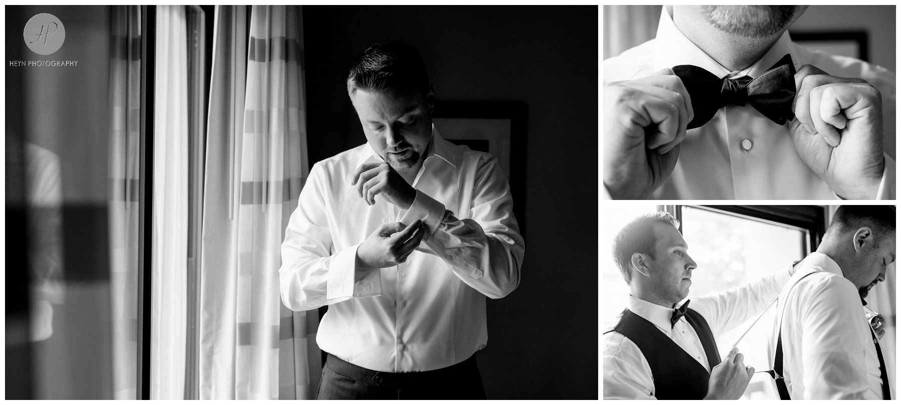 groom getting ready at addison park wedding in new jersey 