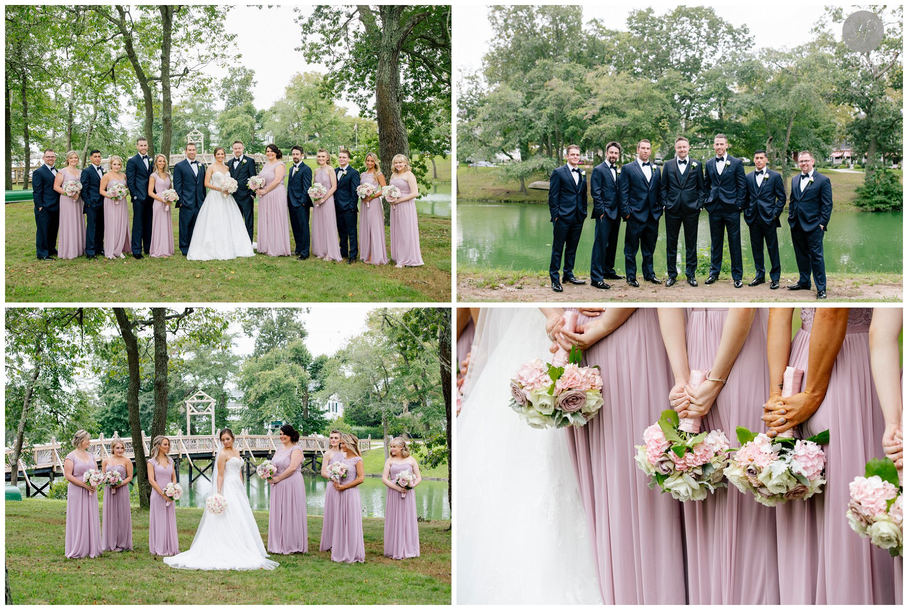 bridal party at spring lake at addison park wedding in new jersey 