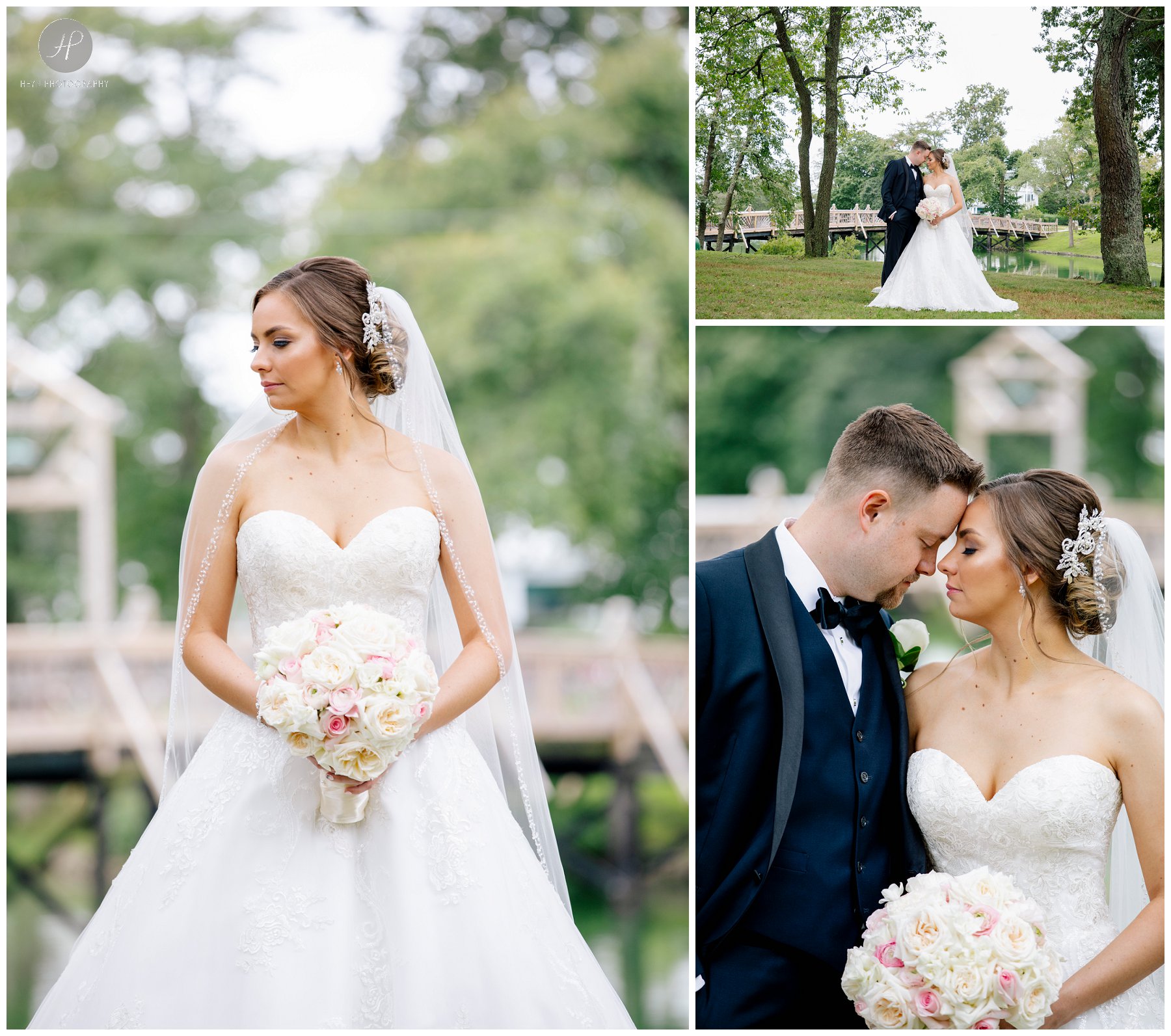 bride and groom at spring lake at addison park wedding in new jersey 