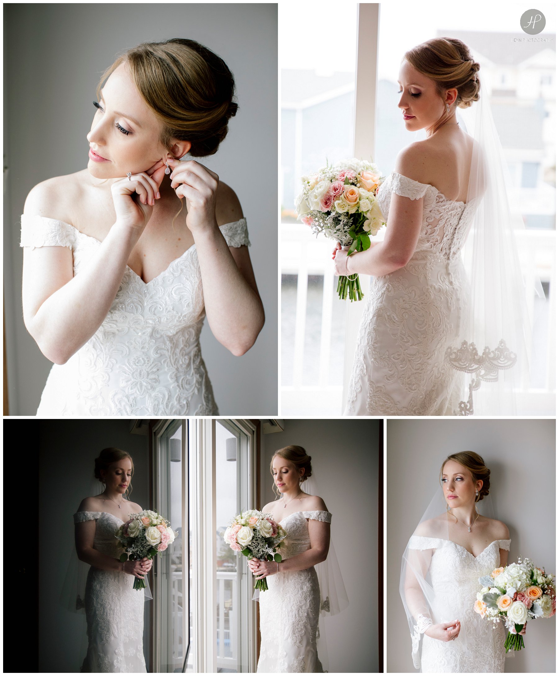 bride getting ready at crystal point yacht club wedding in new jersey 