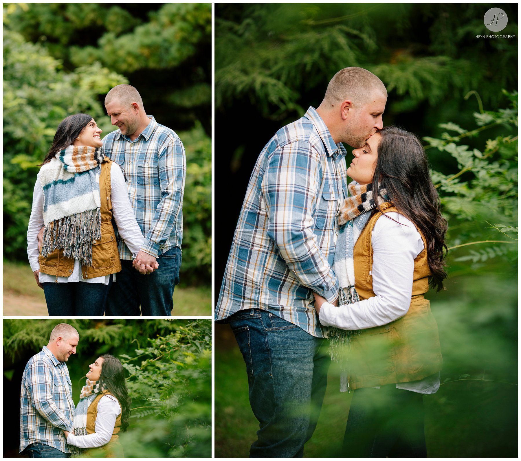  couple in woods at bayonet farm engagement session in new jersey