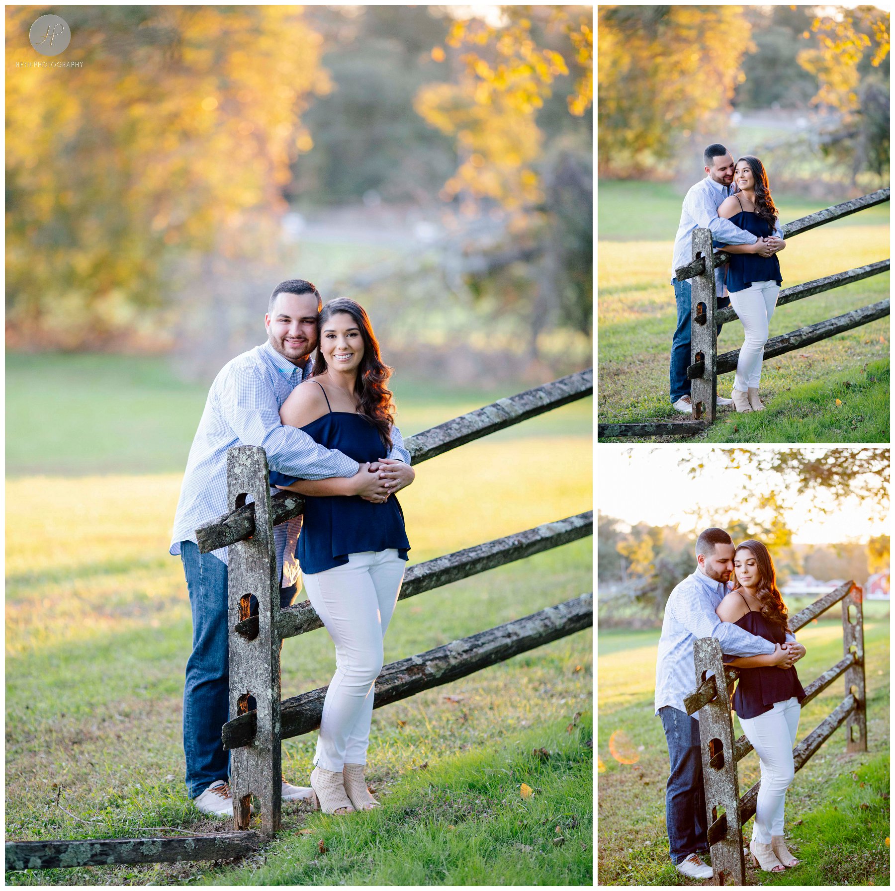couple outside at sunset for Bayonet Farm engagement session in new jersey 