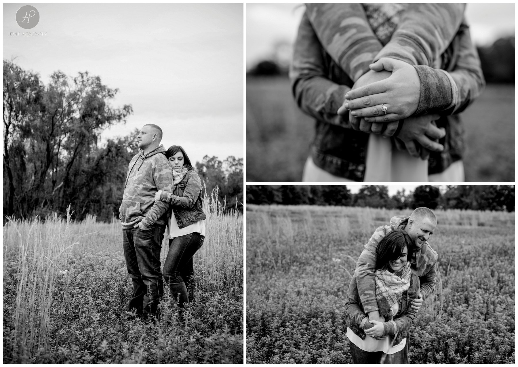  couple in tall grass at bayonet farm engagement session in new jersey
