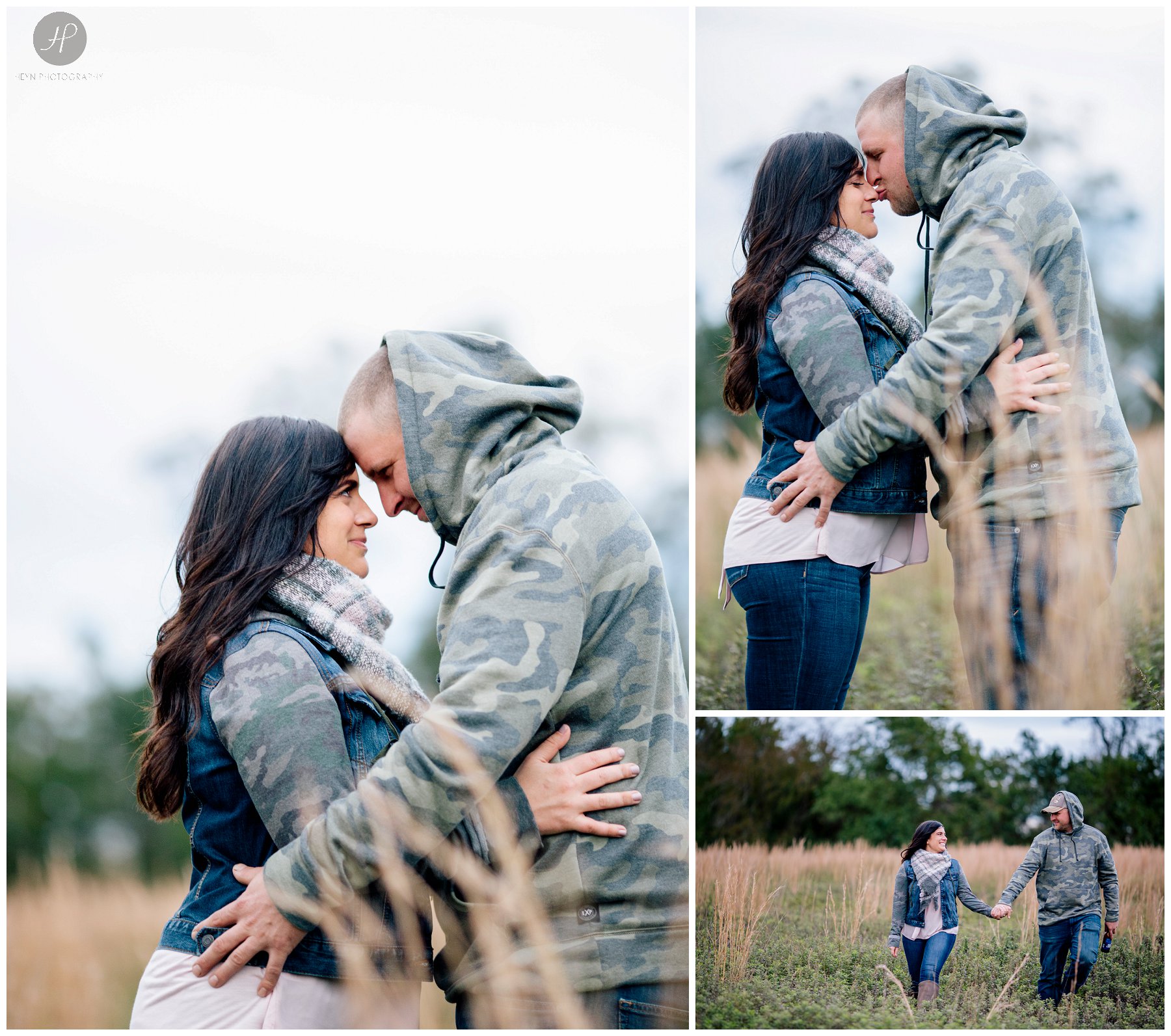  couple in tall grass at bayonet farm engagement session in new jersey