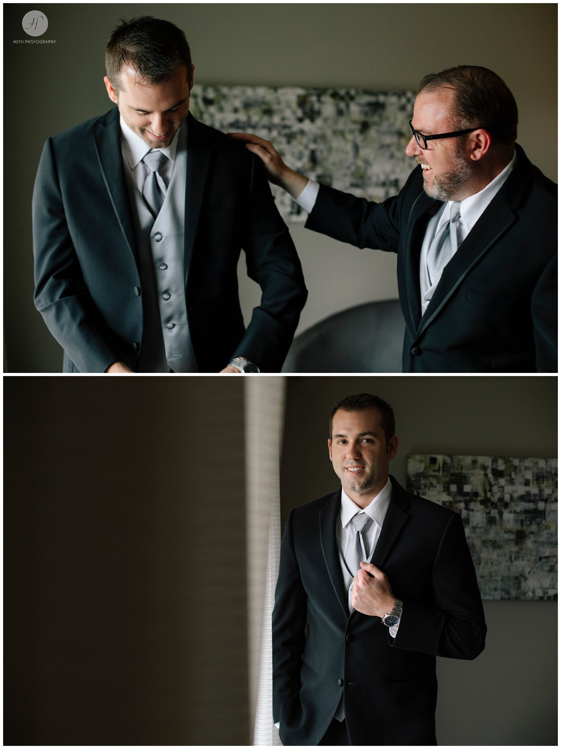 groom getting ready at clarks landing yacht club wedding in new jersey