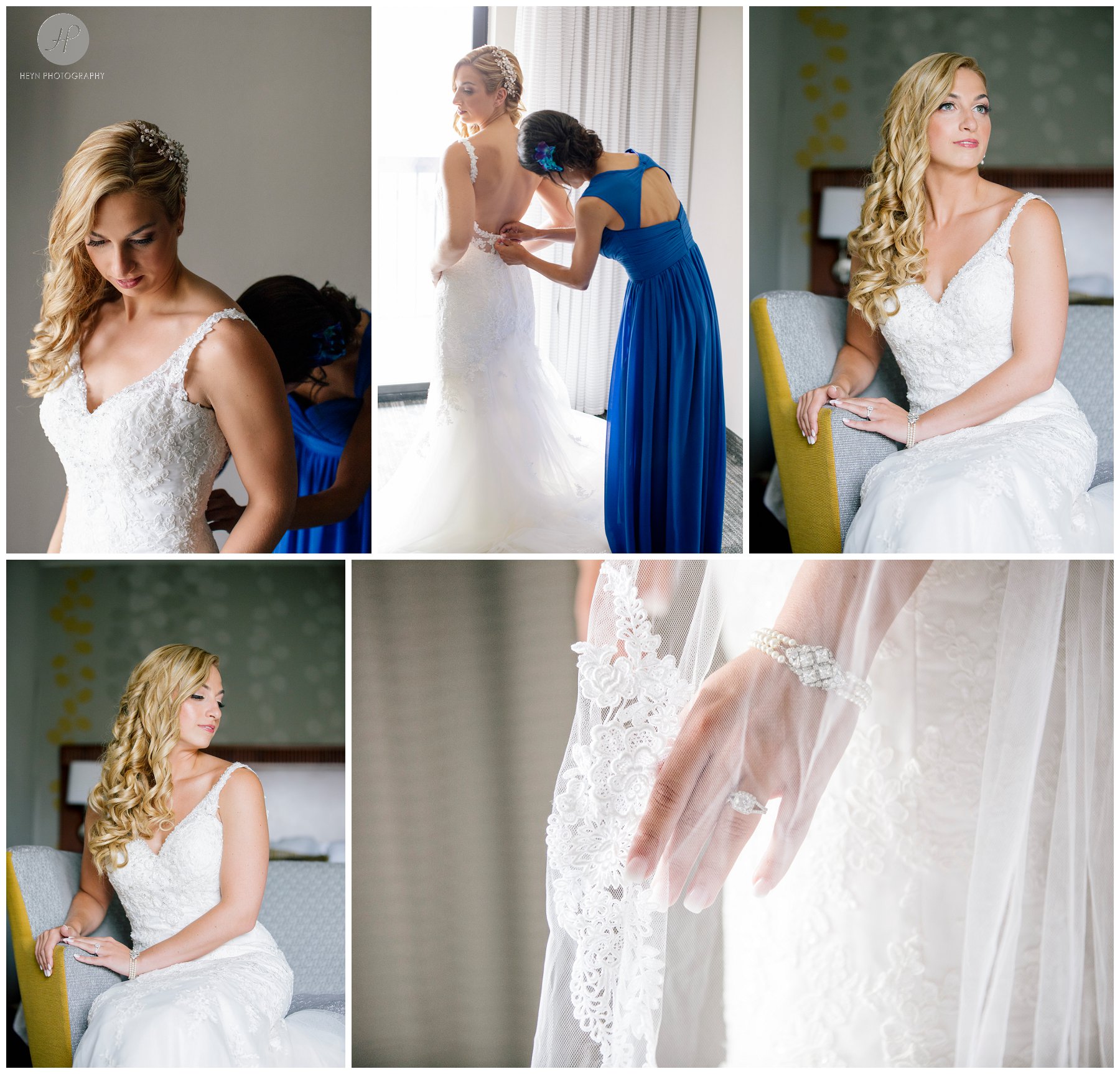 bride getting ready at clarks landing yacht club wedding in new jersey