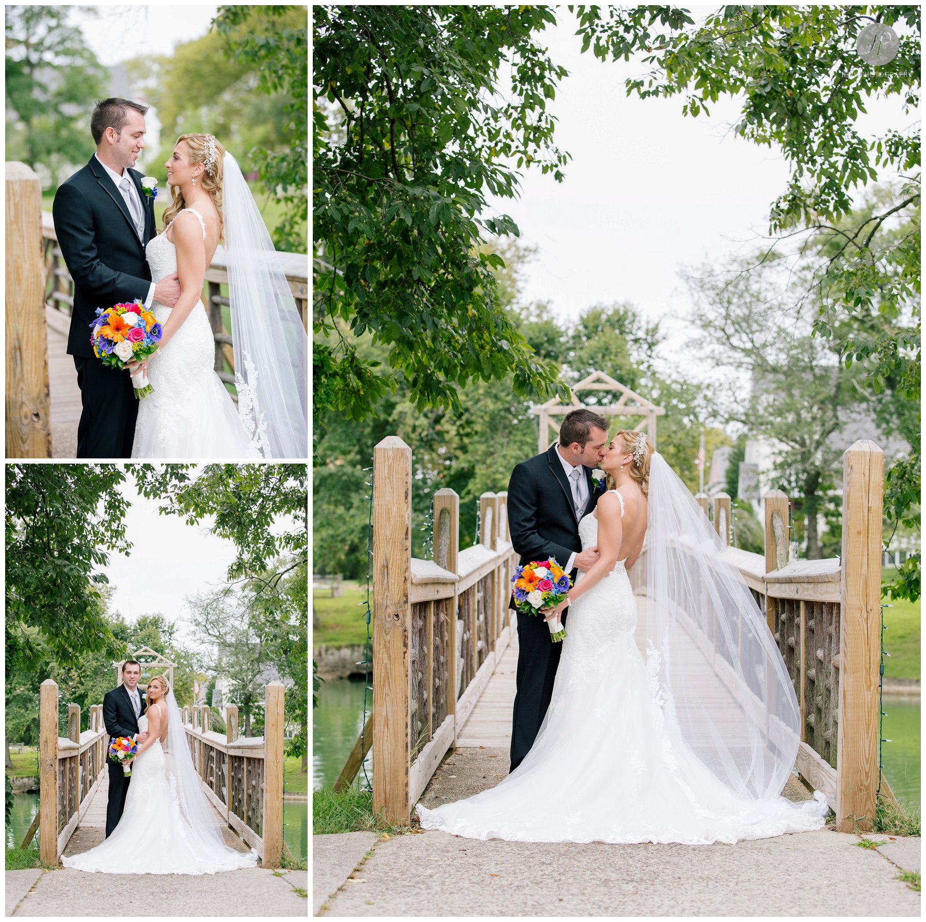 bride and groom at spring lake at clarks landing yacht club wedding in new jersey
