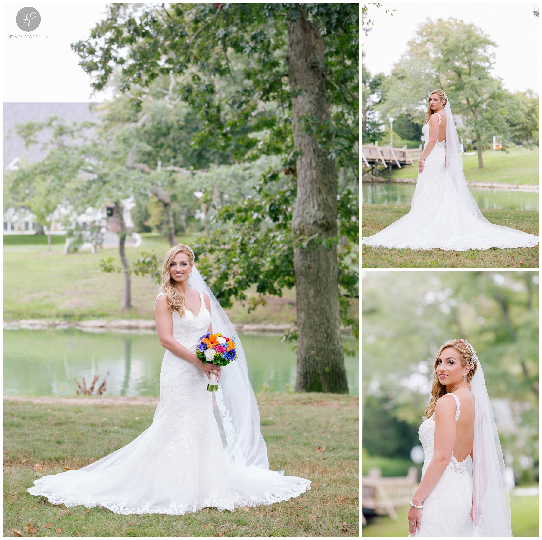 bride at spring lake at clarks landing yacht club wedding in new jersey