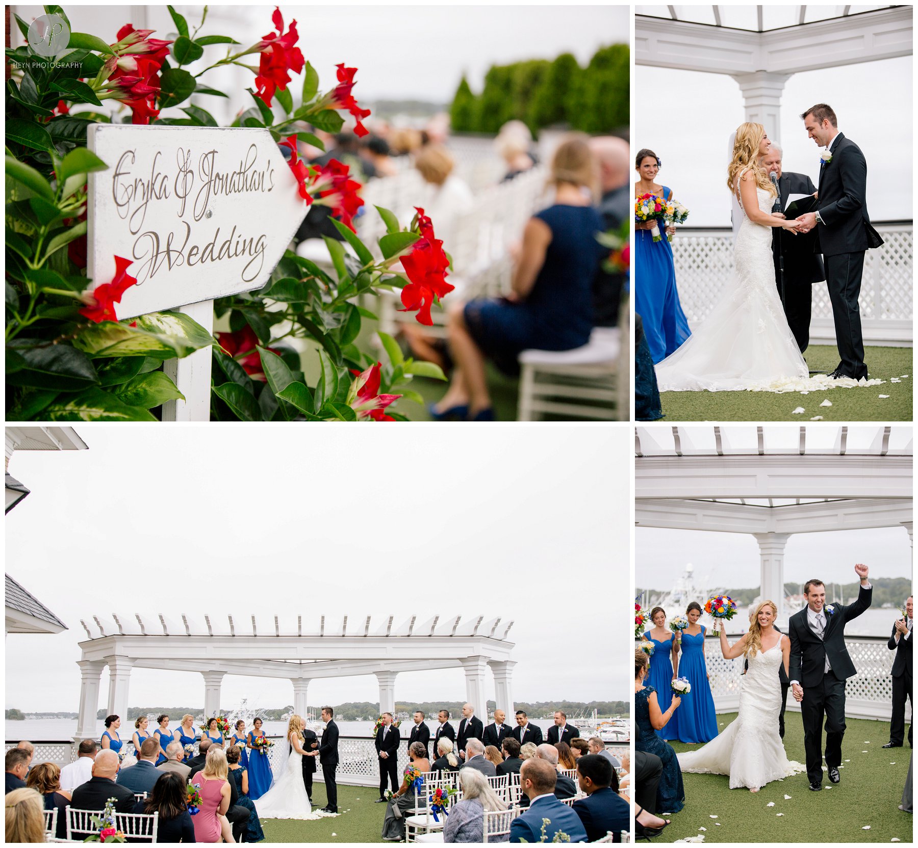  outside ceremony at clarks landing yacht club wedding in new jersey