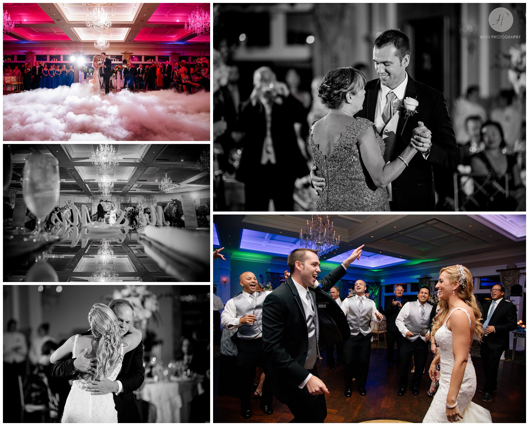 bride and groom dancing at reception at clarks landing yacht club wedding in new jersey