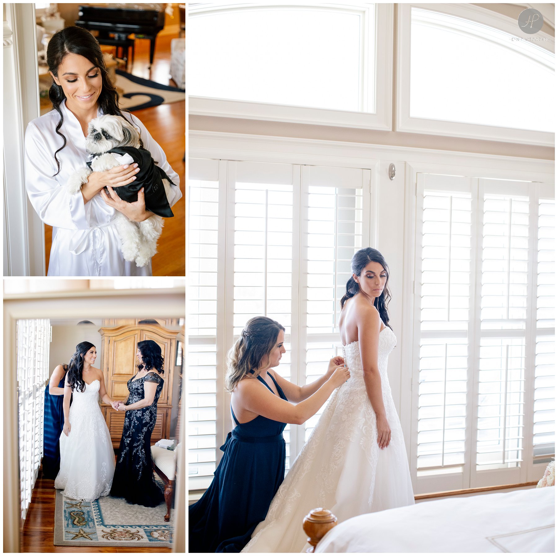 bride getting ready at clarks landing yacht club wedding in point pleasant new jersey 
