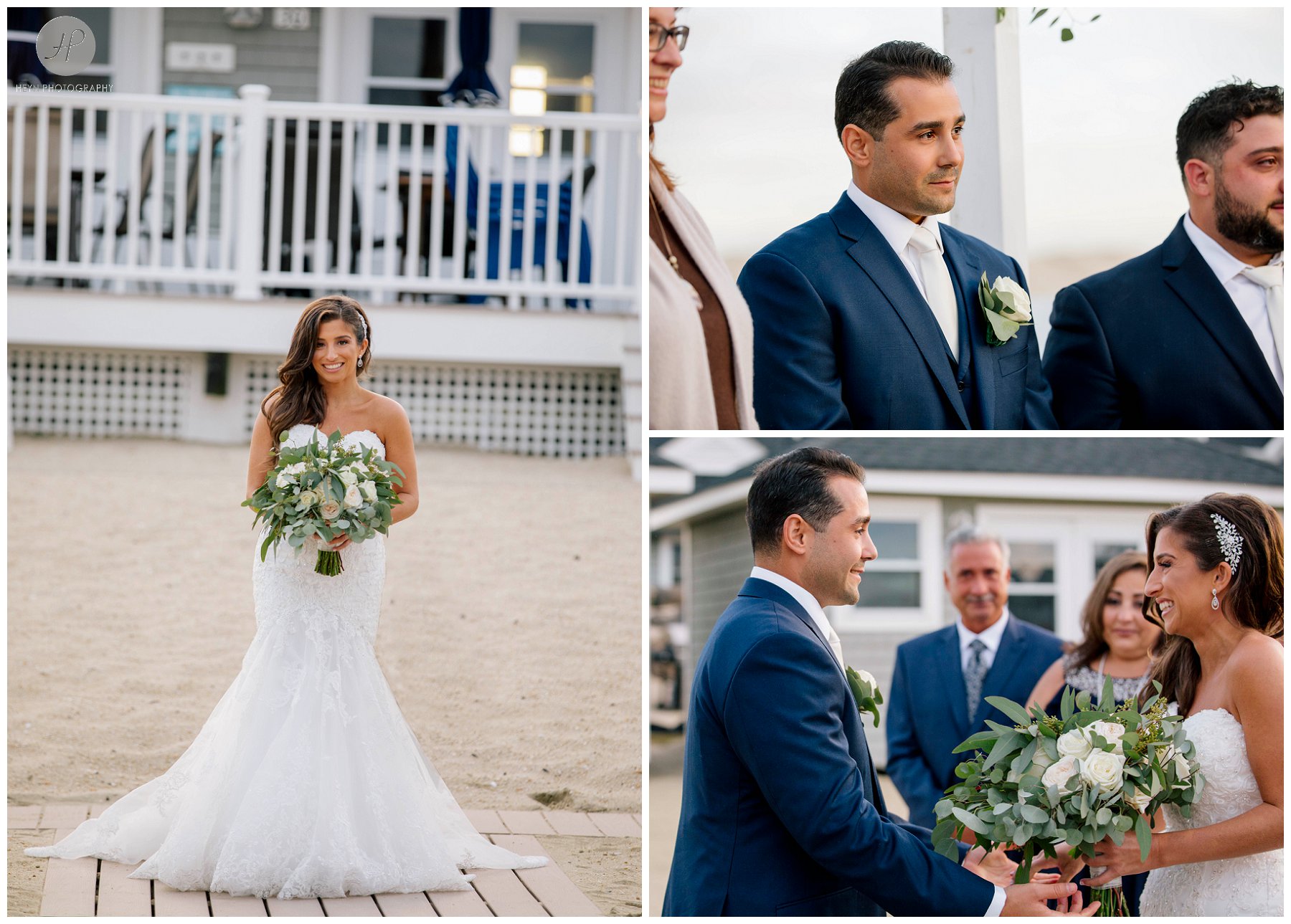 bride and groom ceremony at edgewater beach club wedding in new jersey