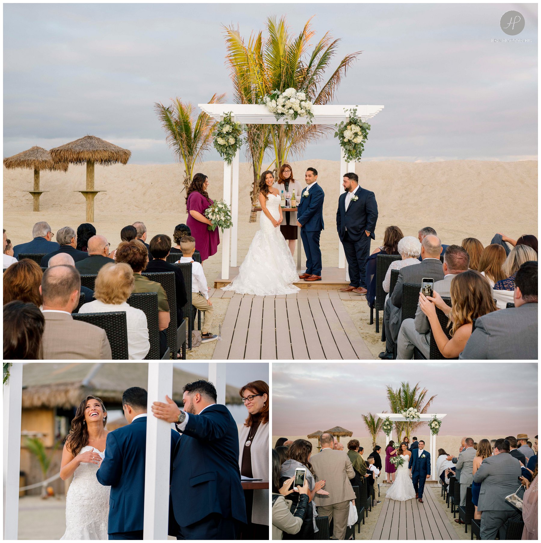 bride and groom ceremony at edgewater beach club wedding in new jersey