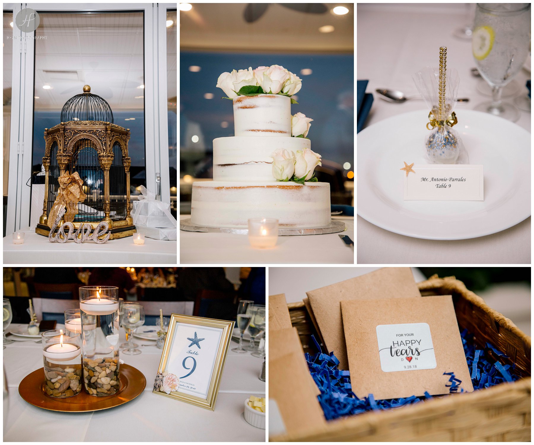 reception details at edgewater beach club wedding in new jersey