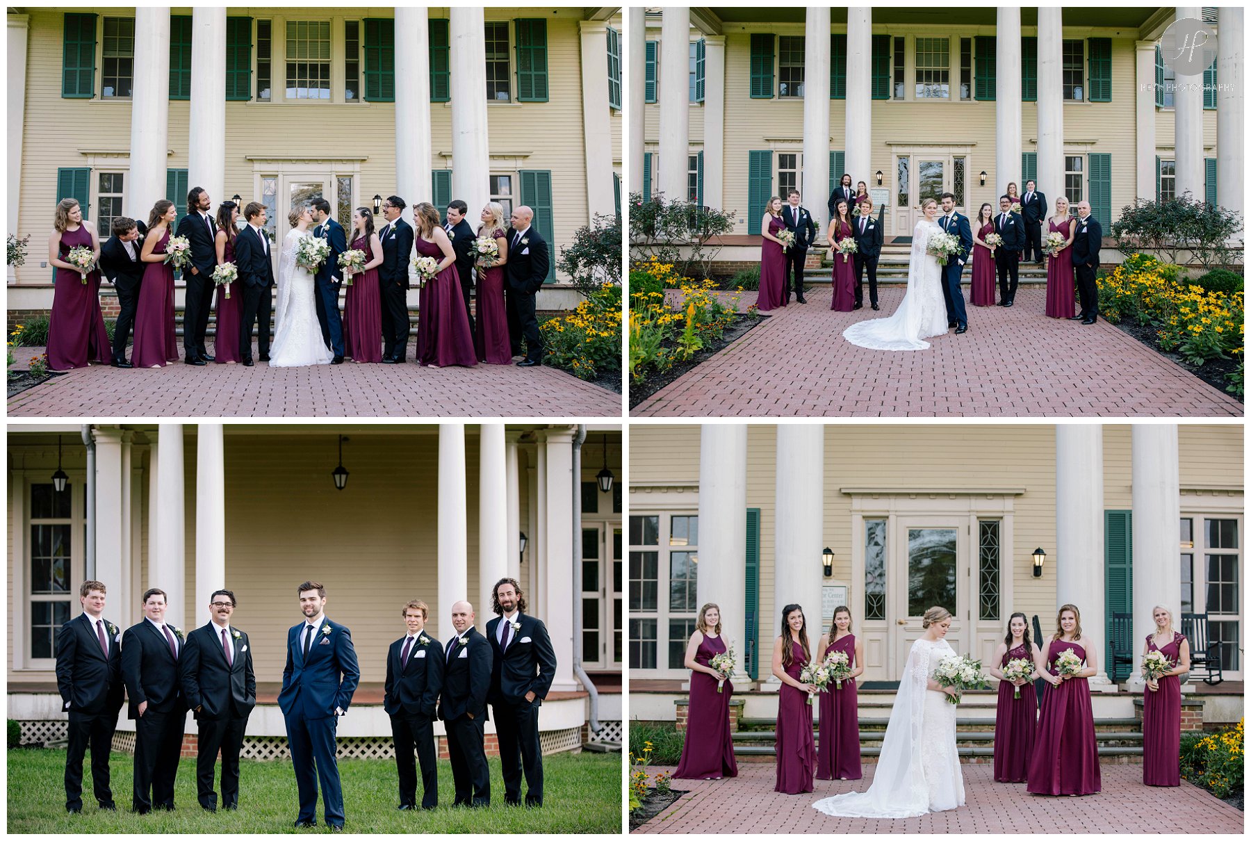bridal party at thompson park before molly pitcher inn wedding in new jersey 