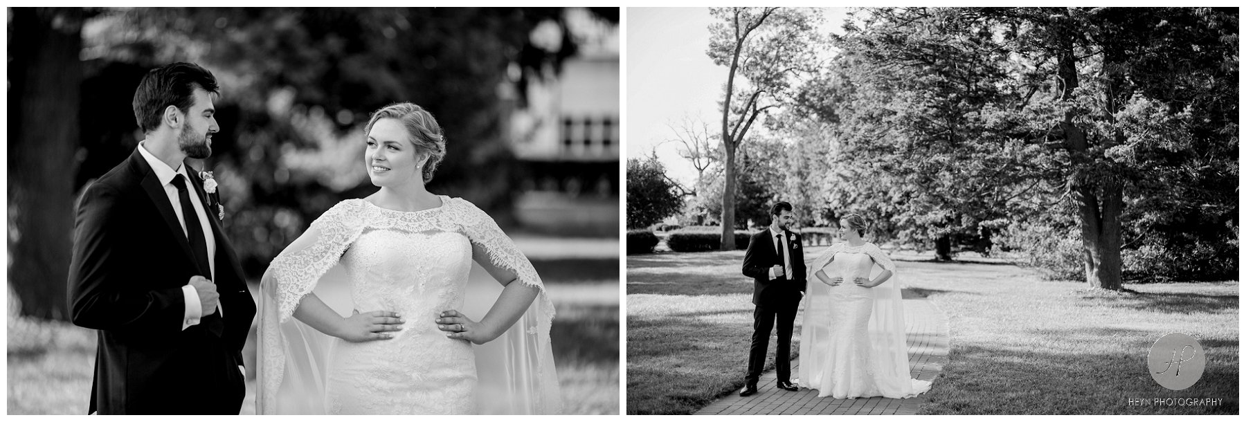 bride and groom at thompson park before molly pitcher inn wedding in new jersey 
