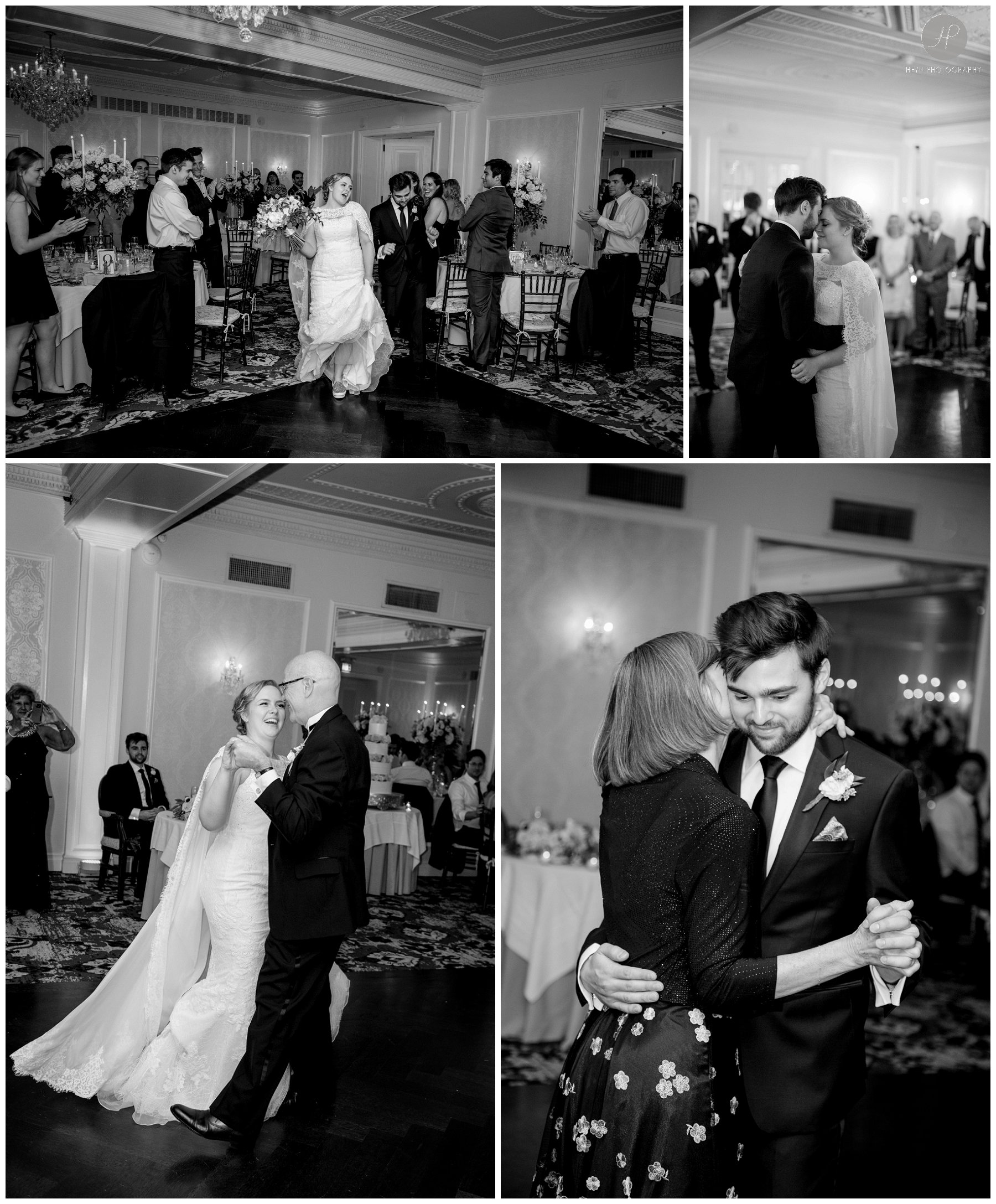 bride and groom first dance at molly pitcher inn wedding in new jersey 